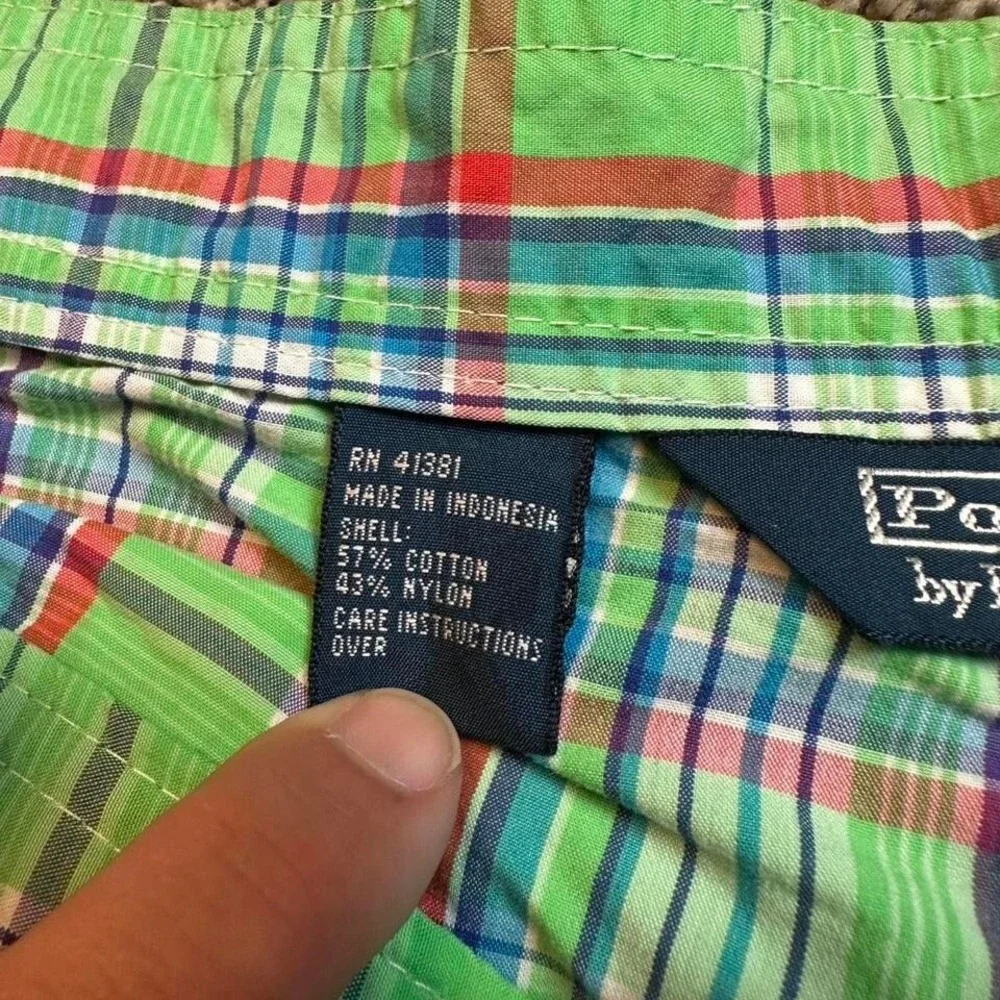 Vintage Polo Ralph Lauren green‎ plaid board shorts size 38